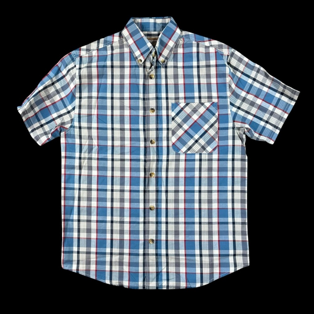CE Schmidt plaid button front shirt M